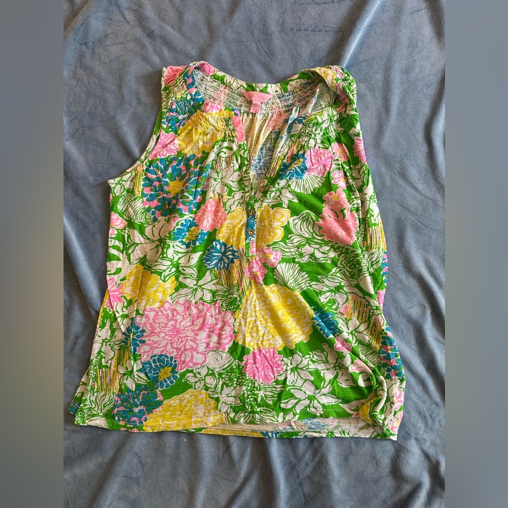 Lilly Pulitzer Essie Tank Hibiscus Stroll Size XL